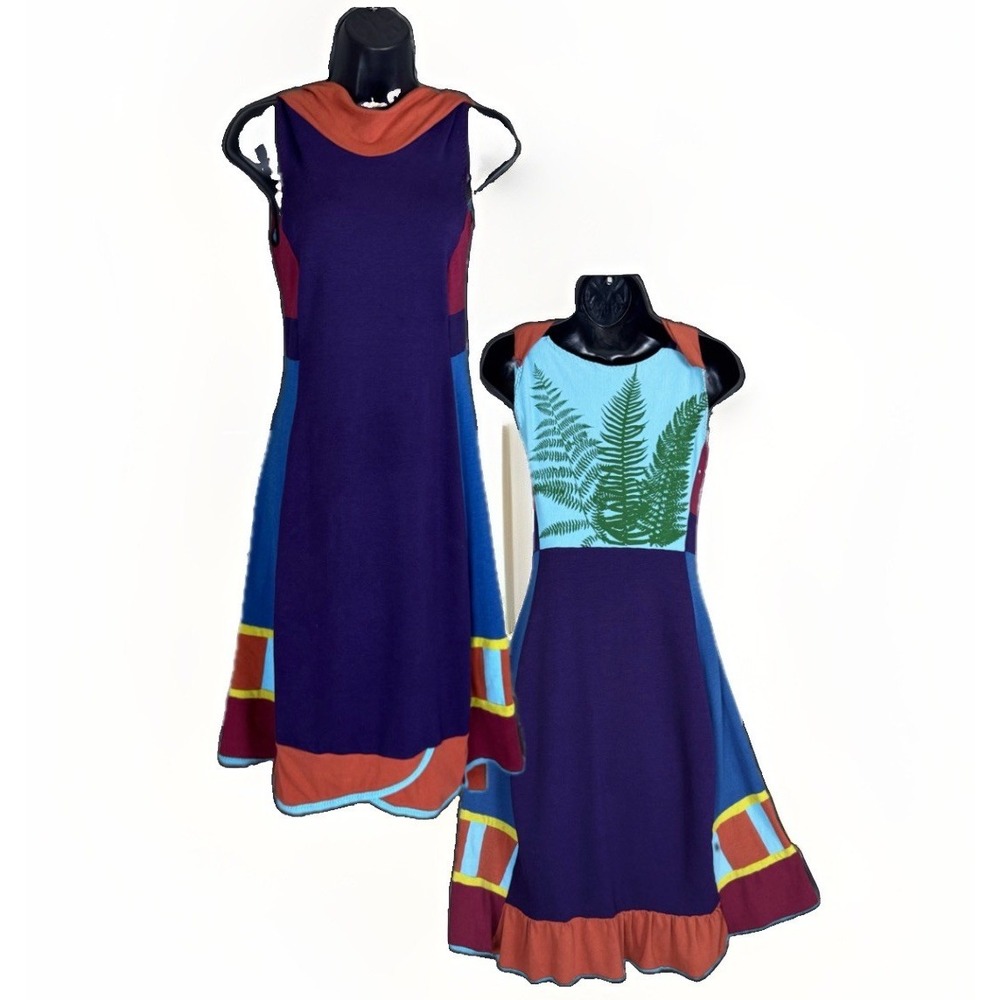 Kendra Grace Designs Dress Fern Botanical Rework Wearable Art XS/S Colorblock